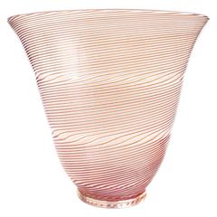 Dino Martens Aureliano Toso Murano Filigrana Optic Swirl Italian Art Glass Vase