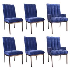 Set of Six Velvet Dining Chairs by DIA