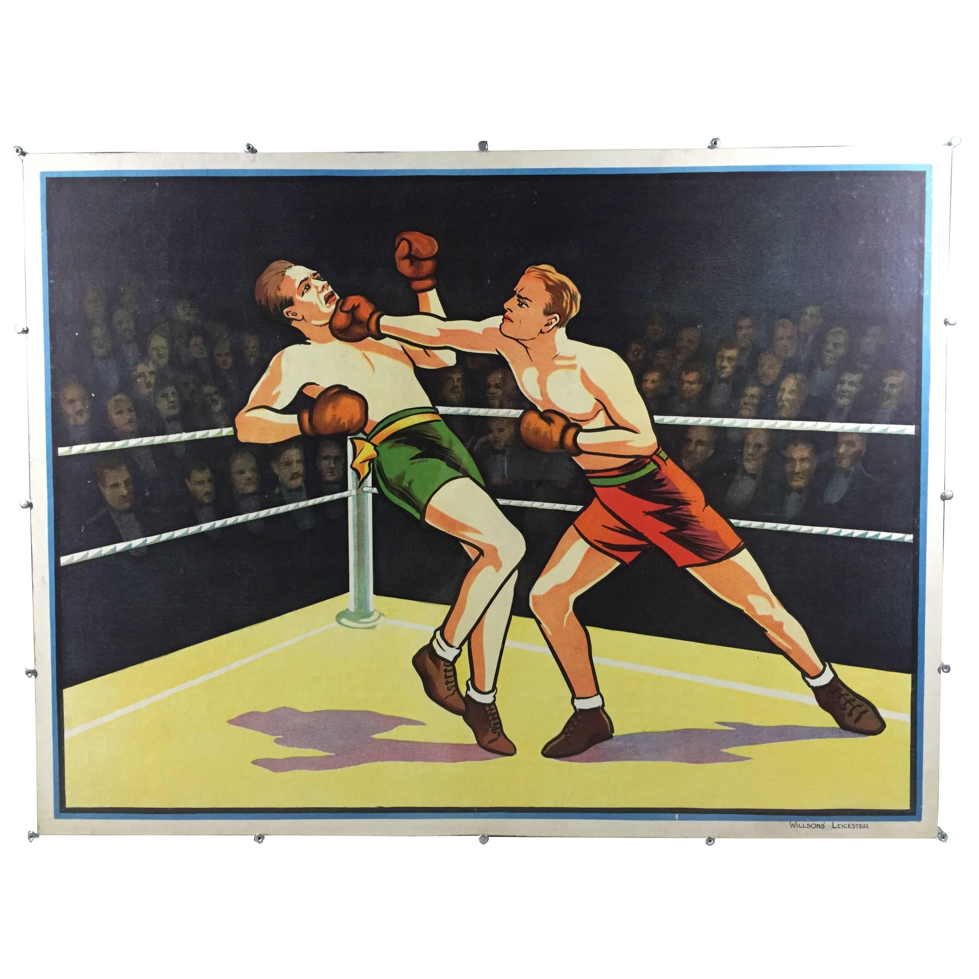 Vintage Boxing Lithograph, Willsons' Leicester, England, 1930s
