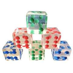 Retro Oversized Dice Sculpture in Lucite by Charles Hollis Jones, Signed and Dated