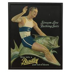 1920s Advertising Sign for Bradley Bathing Suits