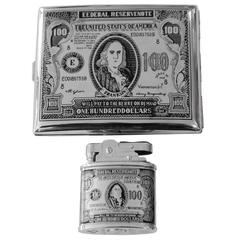 Vintage $100 Bill Cigarette Case and Lighter