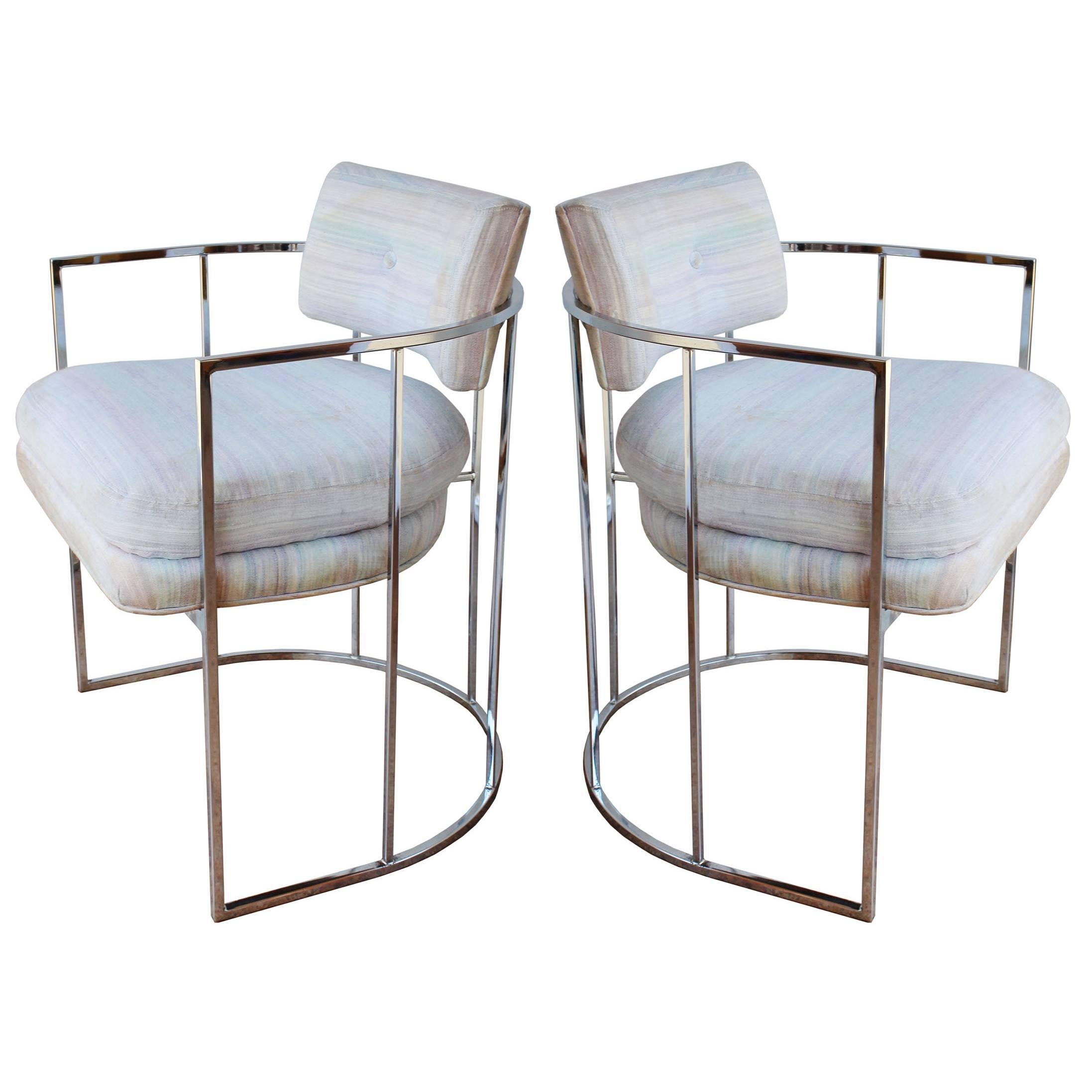Pair of Milo Baughman Barrel Chairs