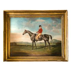 19th Century Horse and Jockey Oil on Canvas
