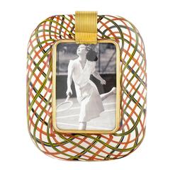 Colorful Murano Glass and Brass Picture Frame