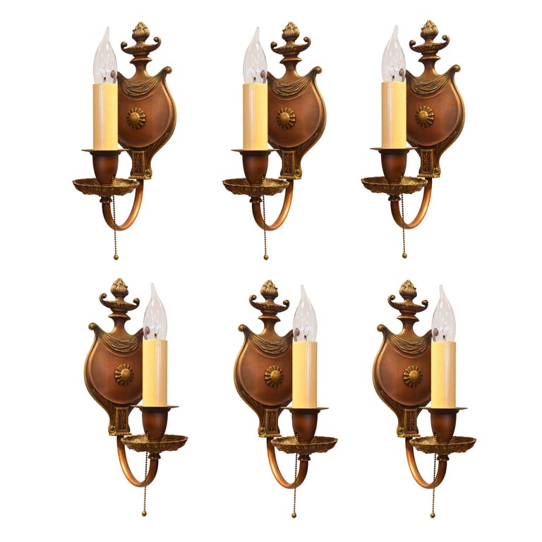 Cast Bronze Single Candle Neoclassical Sconce Set at 1stDibs