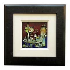 Mid-Century Enamel on Copper Plaque by Joseph Trippetti