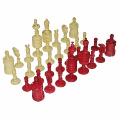 Antique English Staunton Style Fine Turned Chess Set with Provenance, circa 1870