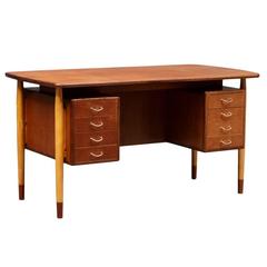 Danish 1950s-1960s Teak and Beechwood Desk