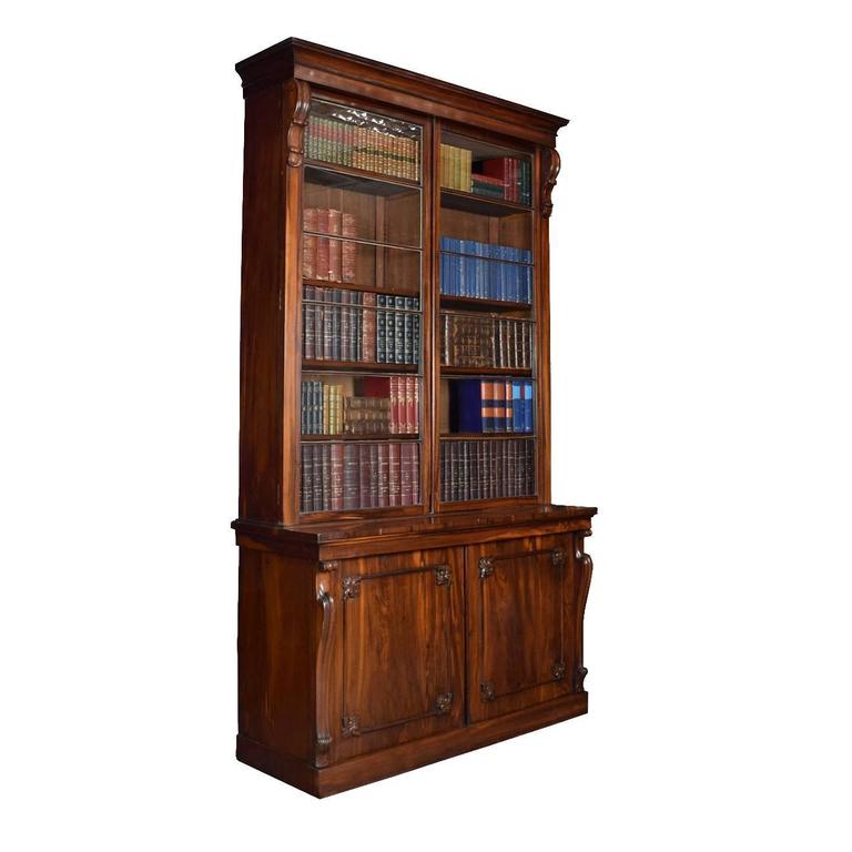 Rosewood two door library bookcase for sale at 1stdibs