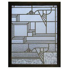 Antique De Stijl Glass Panel with Flying Birds by Kees Kuiler