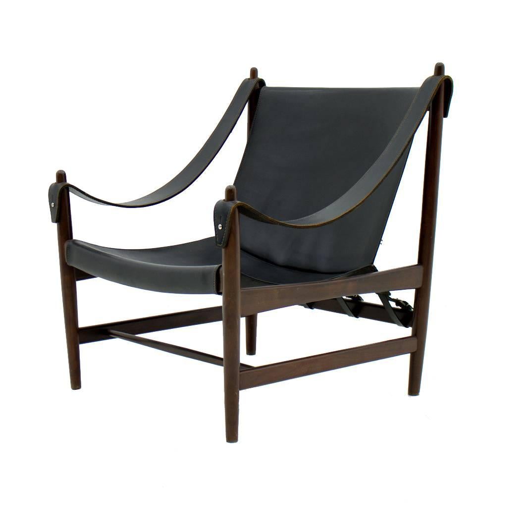 Scandinavian Lounge Chair, Mahogany and Leather, 1960s