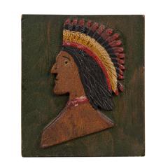 Folk Art Relief Carved Indian