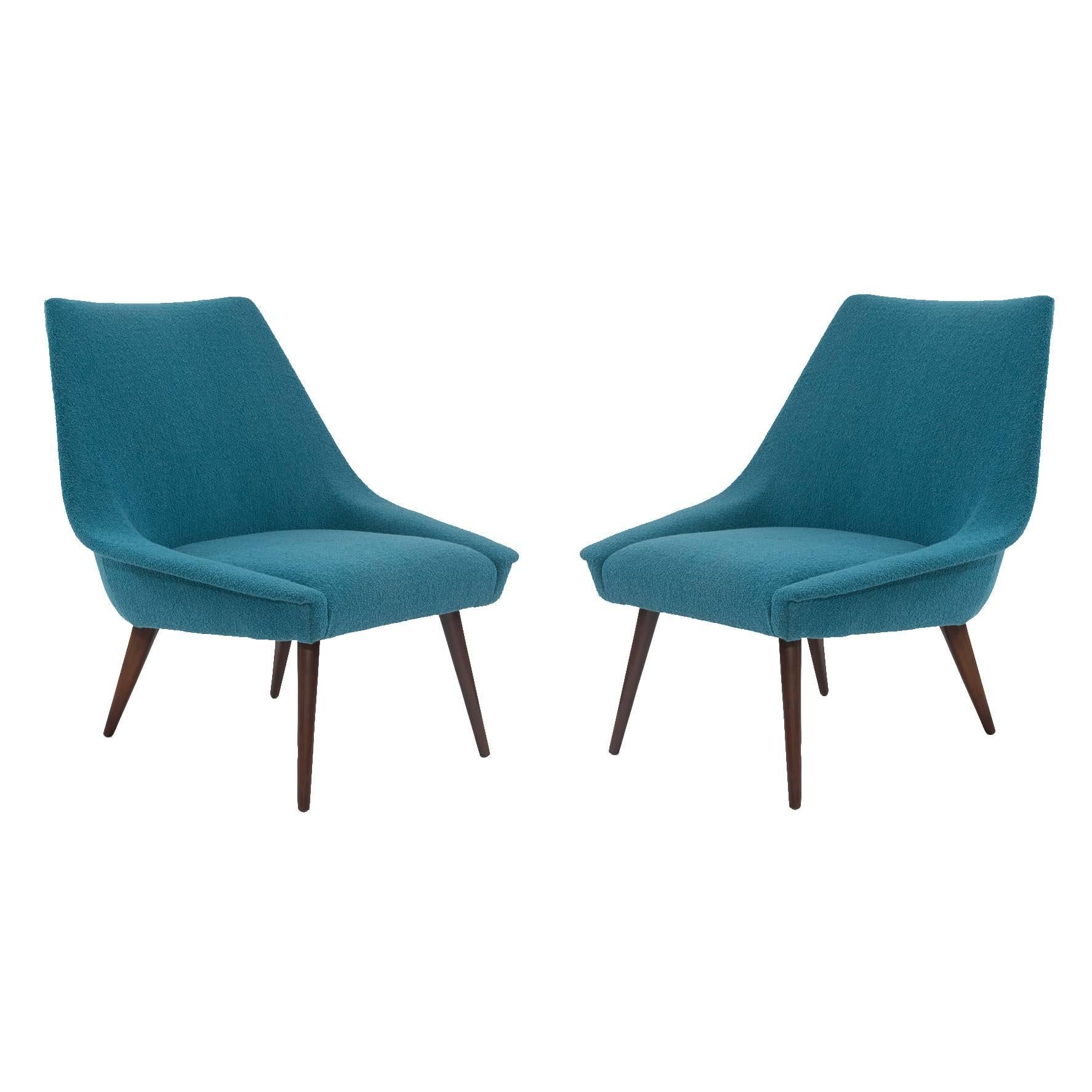 Pair of Sculptural Upholstered Lounge Chairs