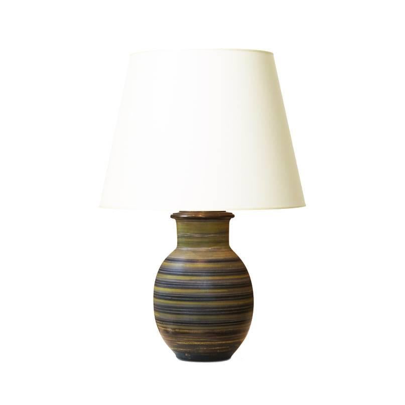 Table Lamp with Textural Striation by Marcel Guillot For Sale