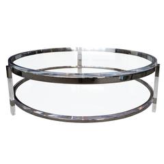 Round Coffee Table in Lucite, Nickel by Charles Hollis Jones, Metric Collection 3