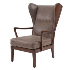 Remarkble Scandinavian Leather Wingback Chair