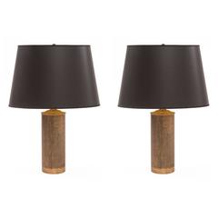 Pair of Textured Patinated Solid Copper Lamps