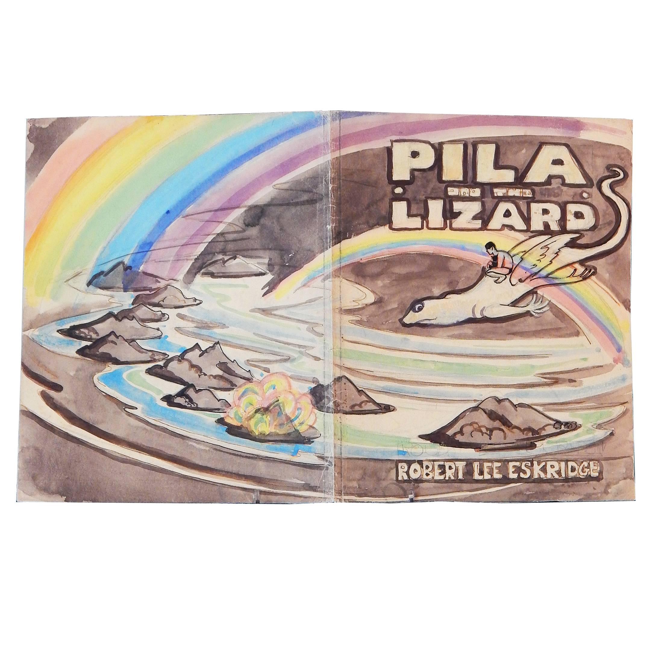 "Pila and the Lizard, " Important Unpublished Manuscript, 12 Art Deco Watercolors For Sale