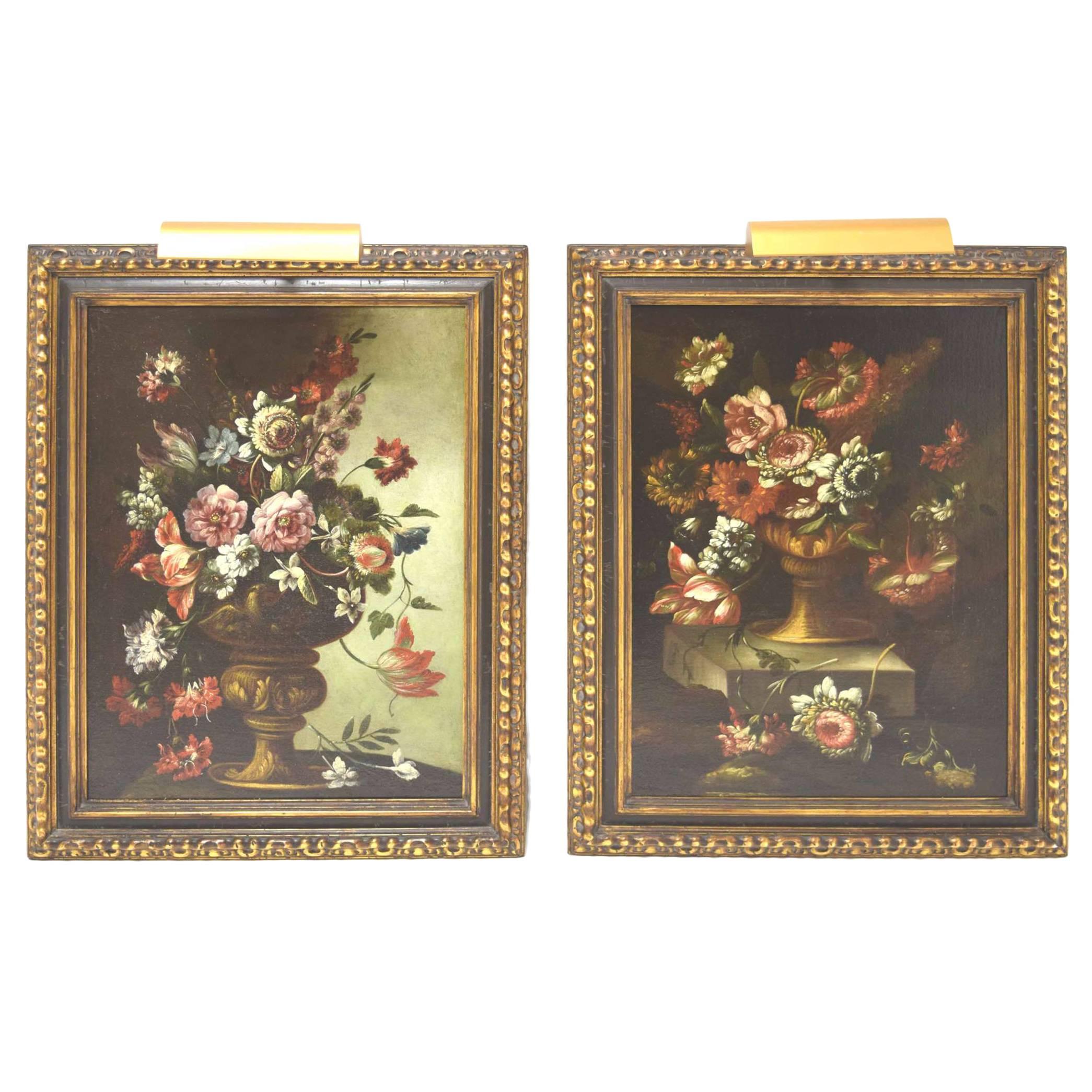 Superb Pair of 18th Century Flemish Floral Still Life Paintings, circa 1760 For Sale