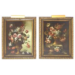 Superb Pair of 18th Century Flemish Floral Still Life Paintings, circa 1760