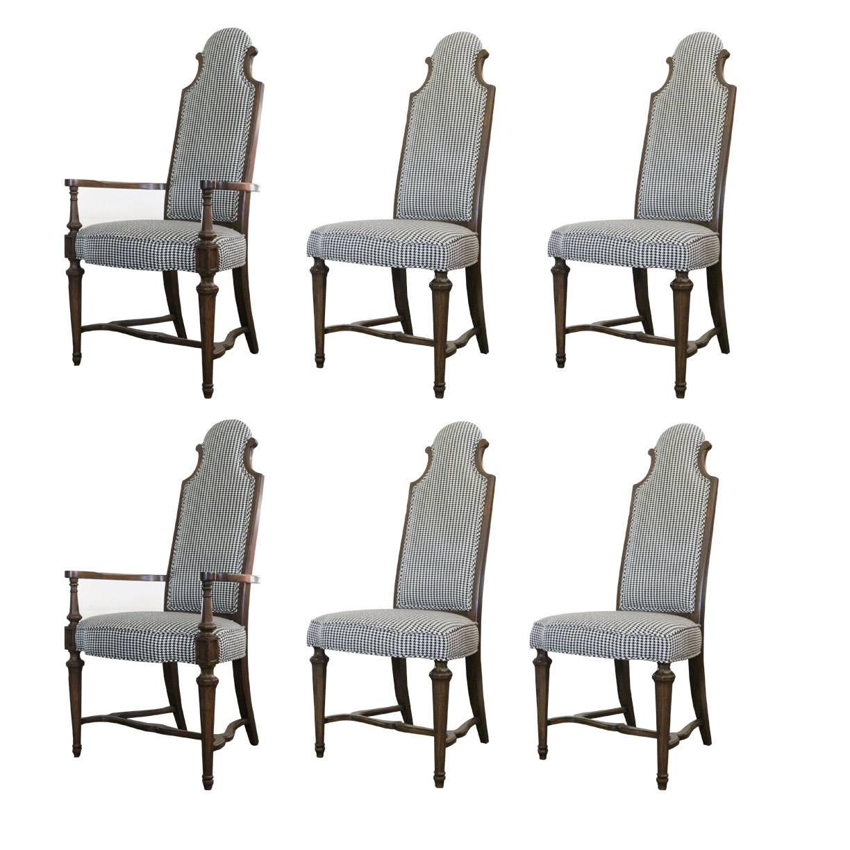 Set of Six High Back Regency Dining Chairs