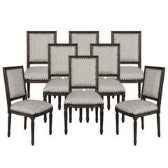 Set of Eight Custom Louis Capet Dining Side Chairs