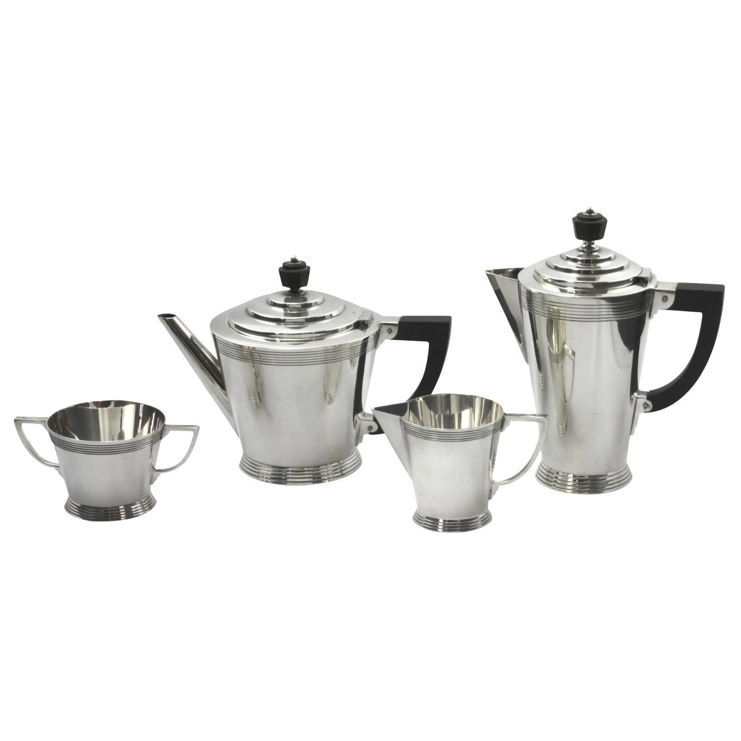 Four Piece Art Deco Silver Plate Tea Set By Keith Murray For Min Four Piece Art Deco Silver Plate Tea Set By Keith Murray For Min And Webb At 1stdibs