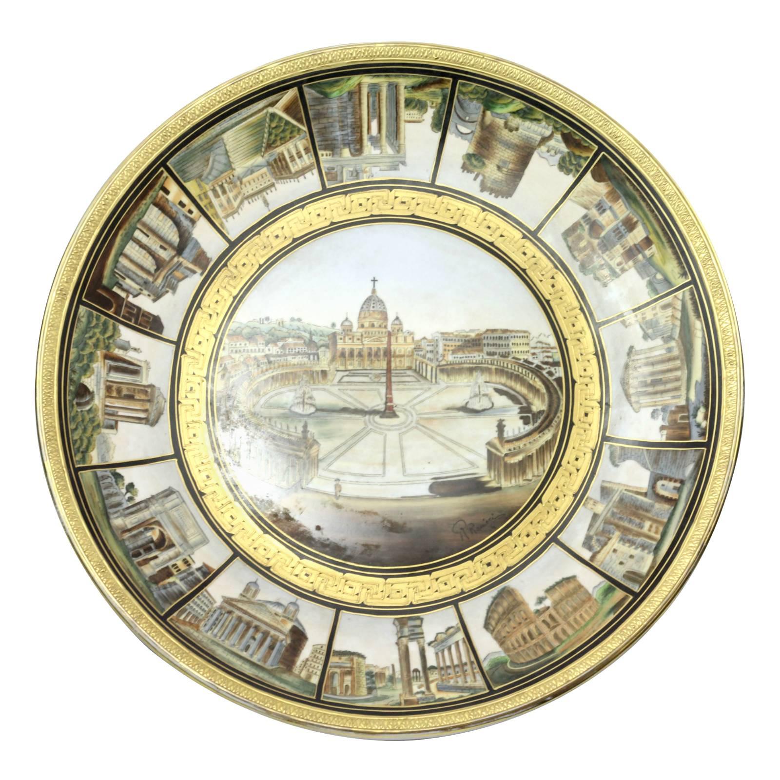 19th Century Hand-Painted Italian Grand Tour Porcelain Charger For Sale