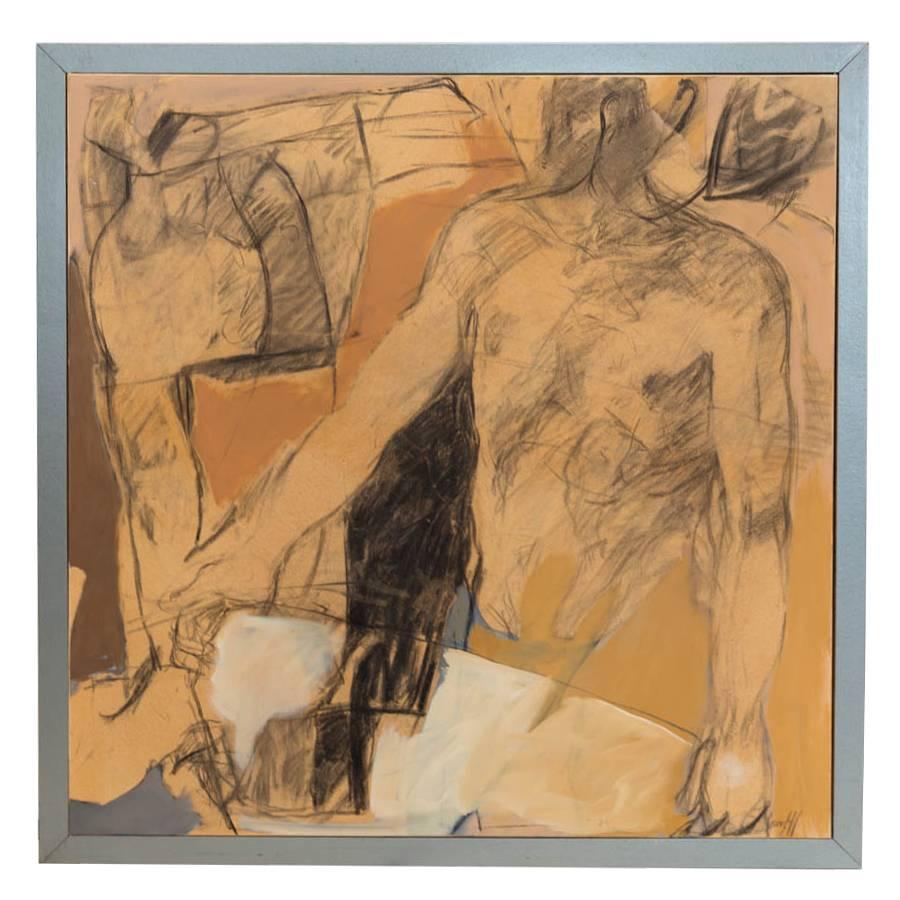 "Male Figures" Oil on Canvas by Georges Gangloff For Sale