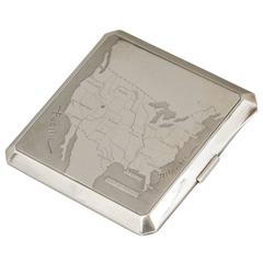 Vintage Dunhill "Map of United States" Sterling Silver Cigarette Case