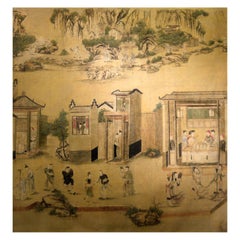 Antique Large 19th Century, Chinese Hand-Painted Landscape Scene