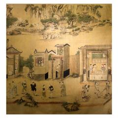 Large 19th Century, Chinese Hand-Painted Landscape Scene 4
