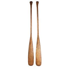 Pair of Vintage Hickory Canoe Paddles