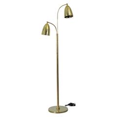Polished Brass Standing Lamp with Perforated Shades, Midcentury, Scandinavia 