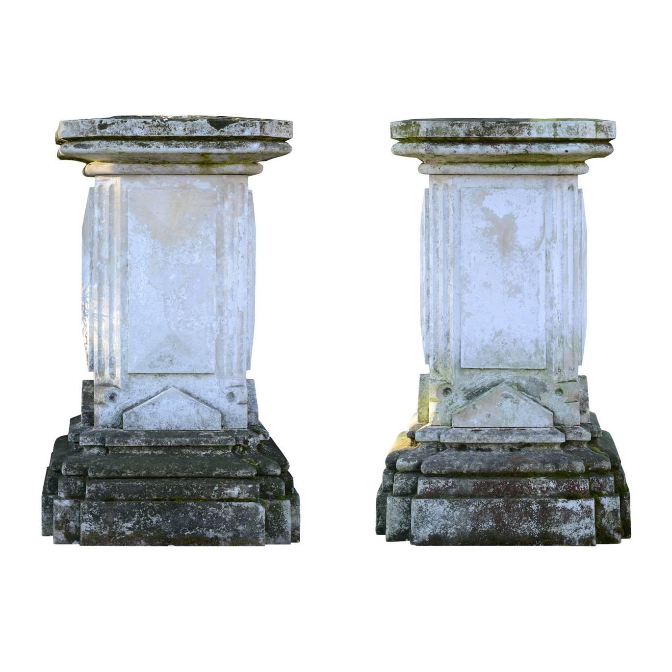 Louis XIV Style Stone Pair of Pedestals, 19th Century