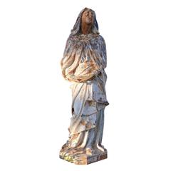 Antique Cast Iron Statue of the Virgin Mary in Mater Dolorosa, 19th Century