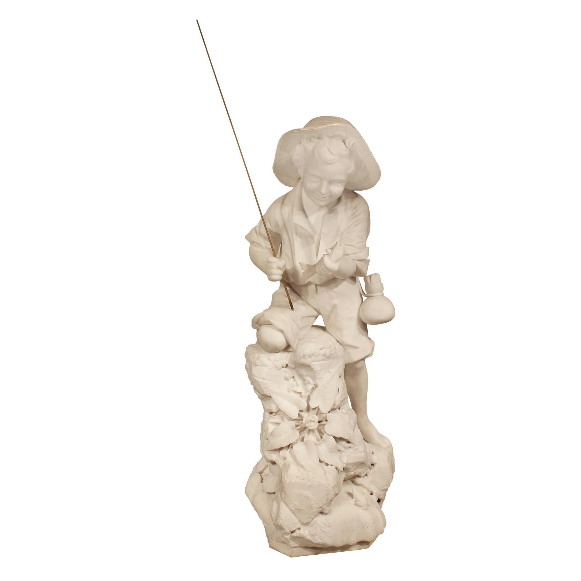 Italian 19th Century Carrara Marble Statue Signed P Bazzanti, Florence, 1888