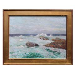 American Sea Painting of Crashing Surf by Arthur Hoeber