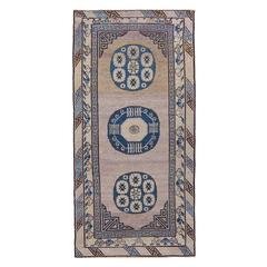 Brown and Blue Antique Khotan Runner 