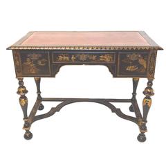 Antique English Black and Gold Chinoiserie Decorated Low Boy, circa 1860