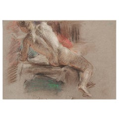 « Nu masculin assis », superbe dessin d'Allyn Cox, muraliste du Capitole des États-Unis