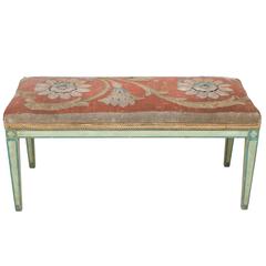 19th Century Tapestry Covered Neoclassical Bench