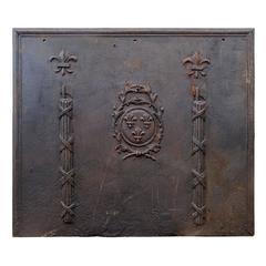 Antique Louis Philippe Cast Iron Fireback Representing the Arms of France, 19th Century