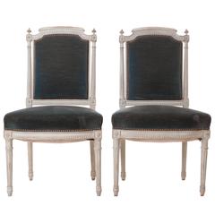 Pair of French 19th Century Louis XVI Upholstered Chairs