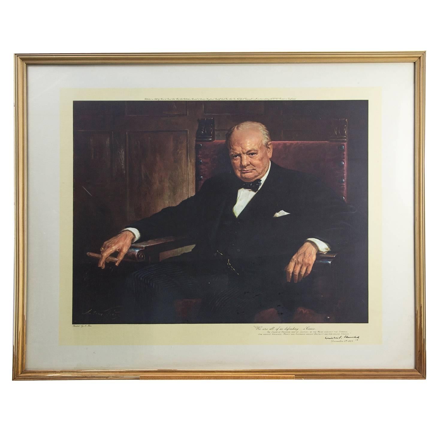 Portrait of Winston Churchill Print after the Oil Painting by Arthur Pan
