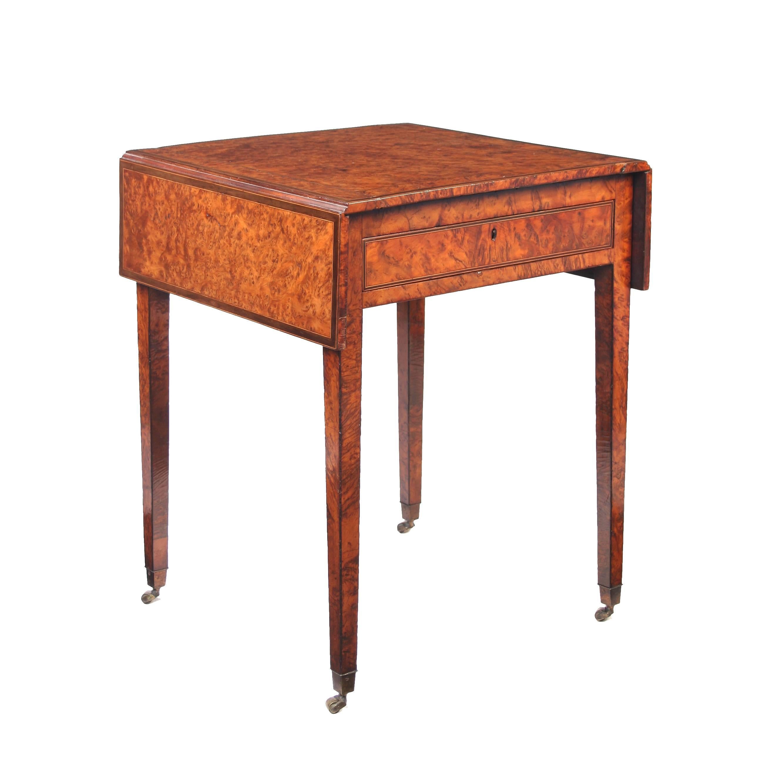 George III Burr Yew Wood Pembroke Table