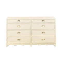 Stellar Restored Eight-Drawer Chest by Baker in Cream Lacquer, circa 1970