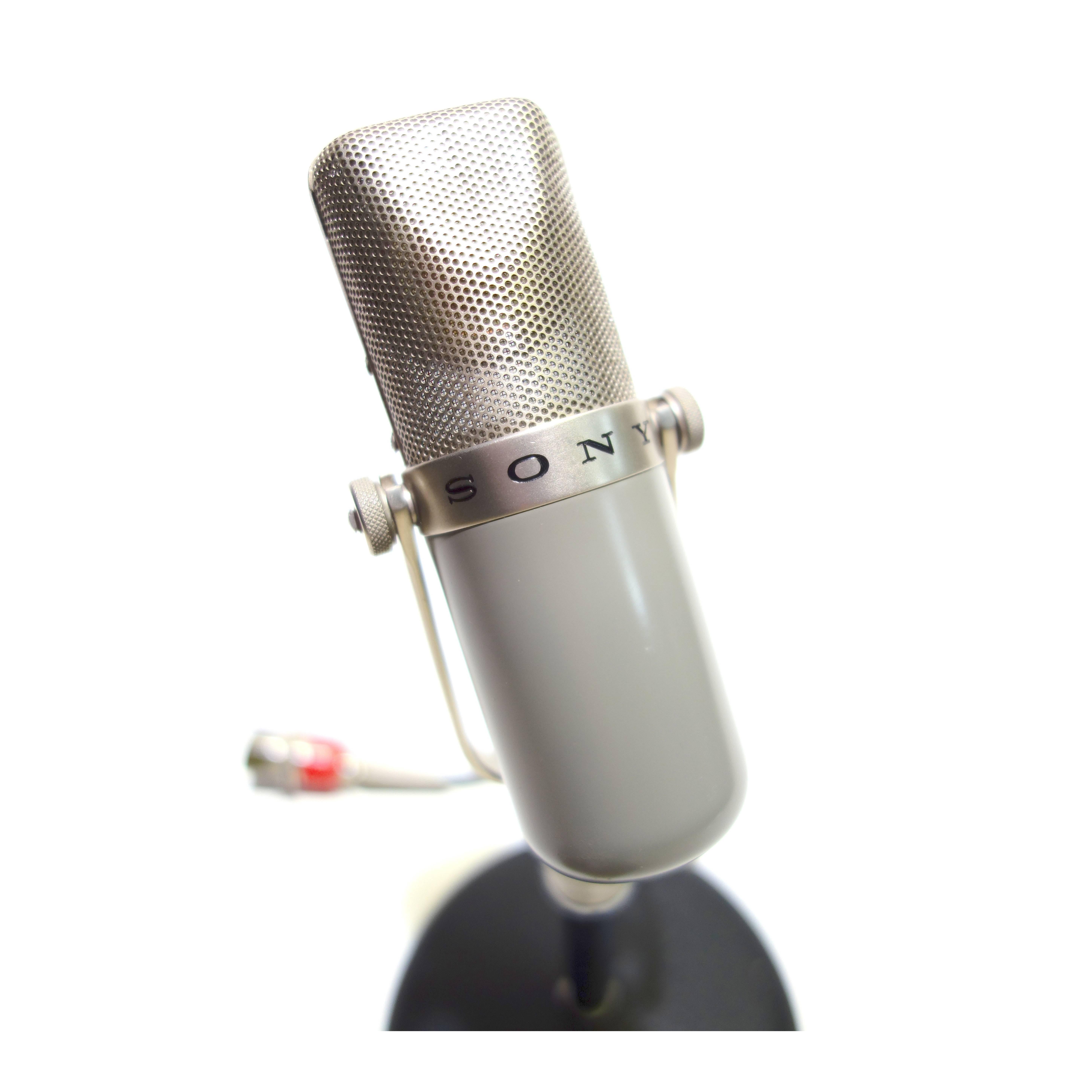 Offered for your consideration, this Sony C-37A Studio Microphone.
This iconic microphone has the Classic 1940s-1950s look and is technically complete. There is no nicer example of this rare masterpiece of audio design.

Sony Model C-37A  is a