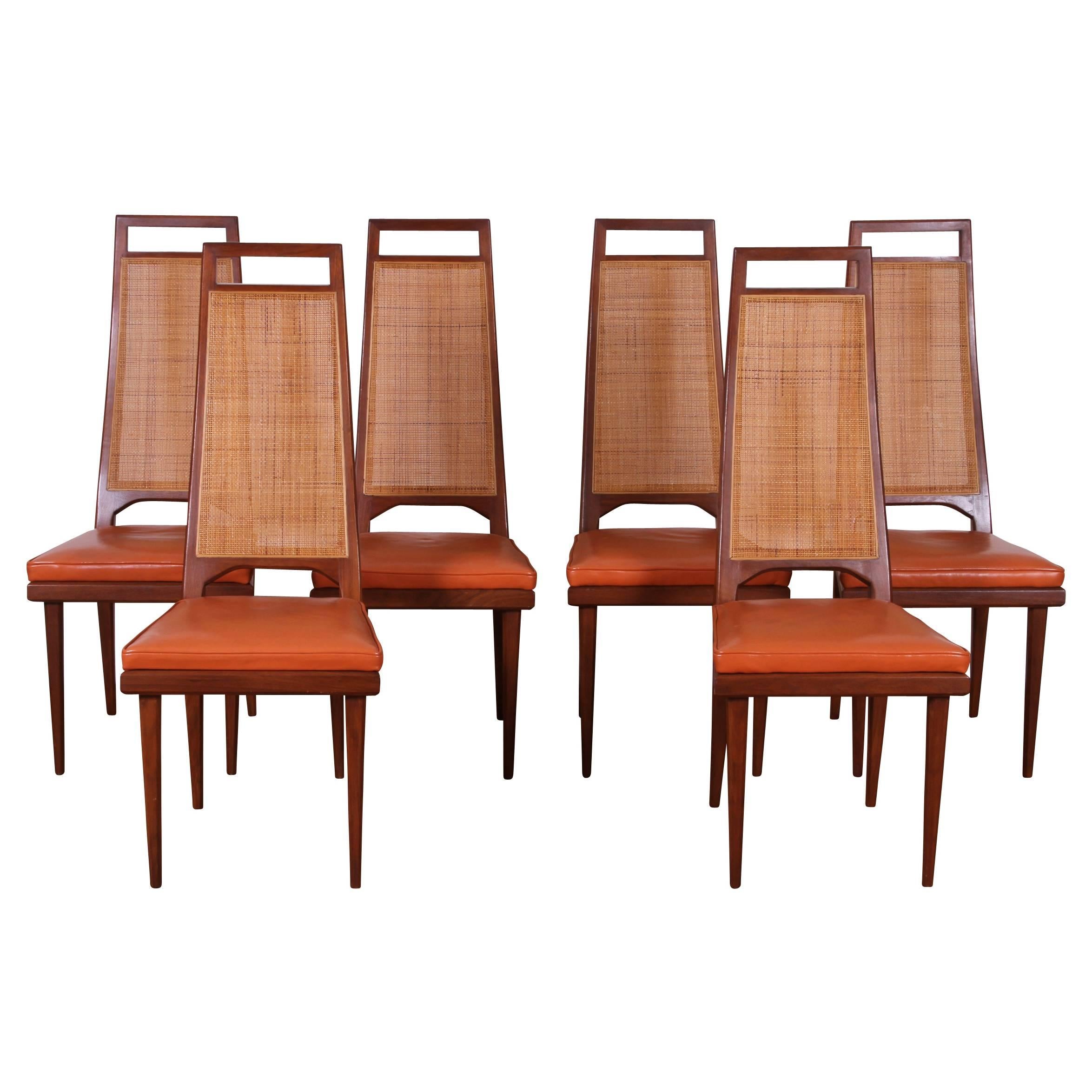 Set of Six Mid-Century Cane-Back Dining Chairs by Urban Furniture